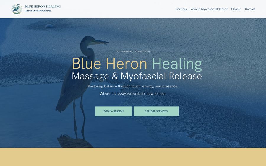 Blue Heron Healing website